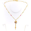 Bright Dangling Charm CZ 22k Gold Necklace