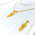 Majestic Drop Shaped 22k Gold Necklace Set 