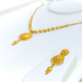 Dressy Shiny Floral 22k Gold Necklace Set 