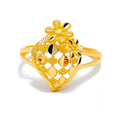 Ornate Dotted Leaf 22K Gold Ring