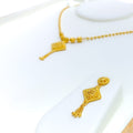 Stately Square 22k Gold Necklace Set 