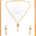 Festive Floral 22k Gold CZ Pendant Set