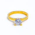 Chic Classy CZ Solitaire 22k Gold Ring