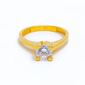 Elevated Open Prong CZ Solitaire 22k Gold Ring