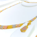 Bright Radiant Mesh 22K Gold Hansli Necklace Set 