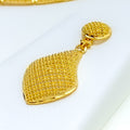 Fancy Curved Mesh Leaf 22K Gold Necklace Set 