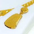 Majestic Netted Tapering 22K Gold Necklace Set 