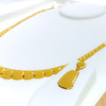 Majestic Netted Tapering 22K Gold Necklace Set 