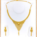 Peacock Feather Accented 22k Gold Necklace Set