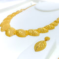 Extravagant High Finish Leaf 22K Gold Necklace Set 