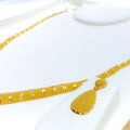 Evergreen V Shaped 22K Gold Netted Necklace Set 