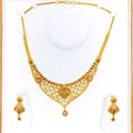 Vibrant Leaf Adorned 22k Gold Necklace Set