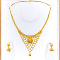 Draped Floral 22k Gold Necklace Set