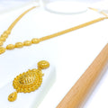 Traditional Extravagant Striped Drop 22k Gold Necklace Set 