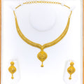 Reflective Striped 22k Gold Necklace Set