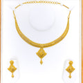 Traditional Floral Motif 22k Gold Necklace Set