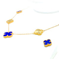 Bold Deep Blue 21K Gold Necklace Set 