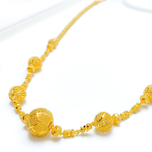 Attractive Flower Accented 22k Gold Long Necklace 
