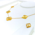 Reflective Floral 21K Gold Necklace Set