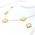 Sophisticated Mother Pearl 21K Gold Necklace Set 