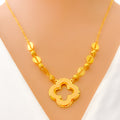 Decorative Dazzling 21k Gold Floral CZ Necklace 