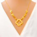 Decorative Dazzling 21k Gold Floral CZ Necklace 