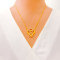 Unique Infinite Heart 21k Gold CZ Necklace 