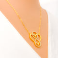 Unique Infinite Heart 21k Gold CZ Necklace 