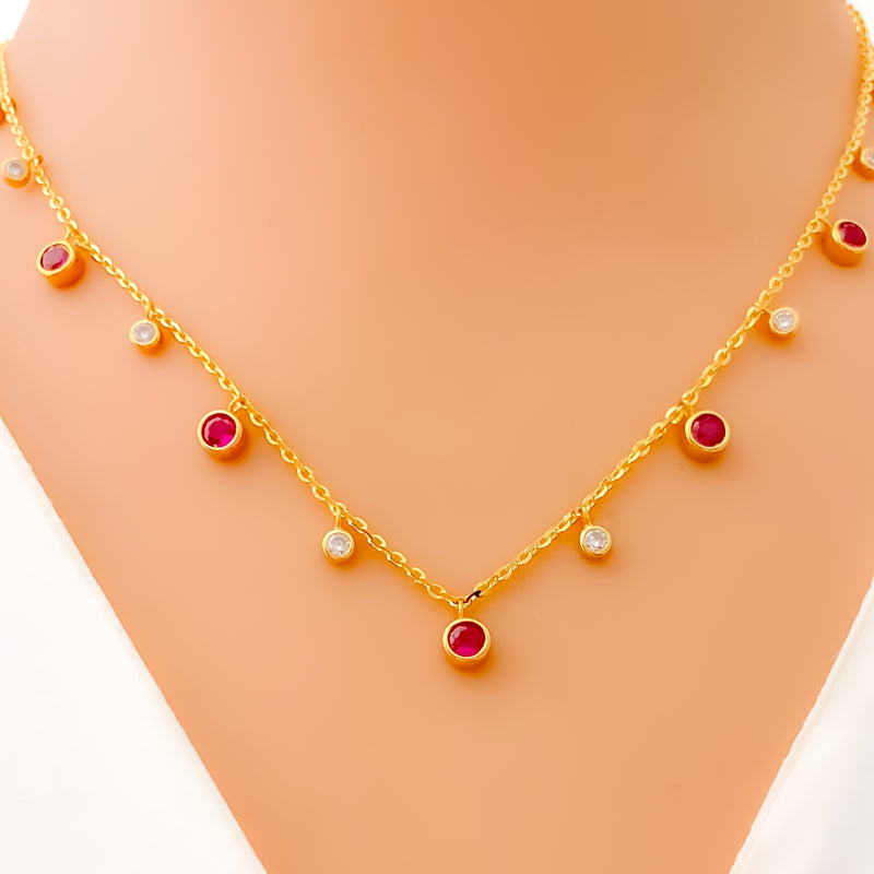 Fancy Fashionable Plush 21k Gold CZ Necklace 