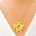 Graceful Fine Floral 21k Gold CZ Necklace 
