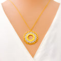 Graceful Fine Floral 21k Gold CZ Necklace 
