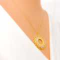 Graceful Fine Floral 21k Gold CZ Necklace 