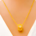 Dazzling Elegant Floral 21k Gold CZ Necklace 