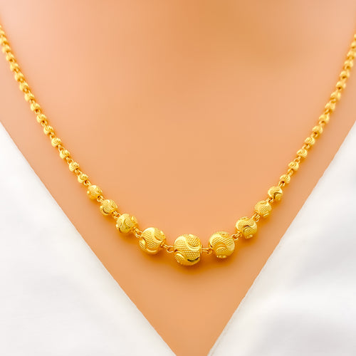 Rippled Textured 22k Gold Lara Necklace Set 