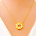 Trendy Twinkling Halo 21k Gold CZ Necklace 