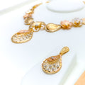 Dazzling Fancy Floral 22k Gold Necklace Set