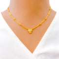 Dainty Dotted Clover 22k Gold CZ Necklace 