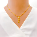 Textured Floral 22k Gold CZ Necklace 