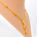 Textured Floral 22k Gold CZ Necklace 