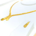 Contemporary Mesh 22K Gold Necklace Set