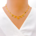 Fancy Fascinating Floral 22k Gold CZ Necklace 