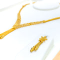 Charming Leaf 22k Gold Hanging Chain Necklace Set