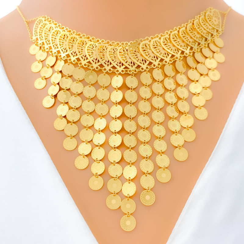 Regal Gleaming 21K Gold Light Necklace Set 