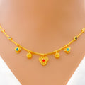 Fancy Fascinating Floral 22k Gold CZ Necklace 