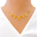 Fancy Fascinating Floral 22k Gold CZ Necklace 