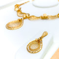 Fancy Floral Paisley 22k Gold Necklace Set