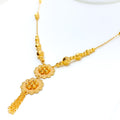 Dual Orb Flower 22k Gold Necklace