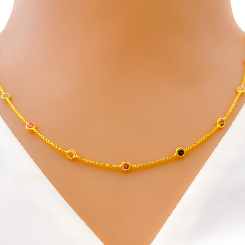 Radiant Chic 22k Gold CZ Necklace