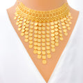 Captivating Royal Netted 21K Gold Necklace Set 