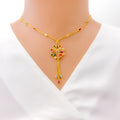 Majestic Marquise Flower CZ 22k Gold Necklace 